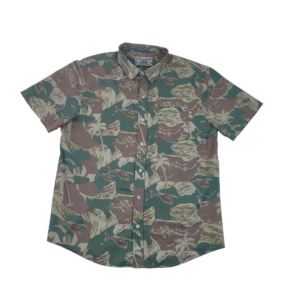 Savage Tacticians Shirt Mens Large Tactical Camo Helicopter Button Up Camp